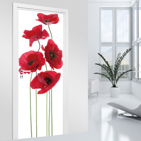 Stickers pour porte - Coquelicots - 73 x 205 cm - Adhésif MAT (1/2)