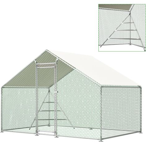 Poulailler avec Enclos Métallique 3x2m, Abri Anti-Intempéries avec Toit et Grande Zone de Plein Air – Espace Sécurisé pour Poules et Petits Animaux (1/5)