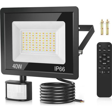 Projecteur Led Détecteur De Mouvement Extérieur 50W 84Led 3000K/4500K/6500K Ip66 4500Lm Dimmable Noir 22CmX5.2CmX23Cm Jardin[CA95] (1/5)