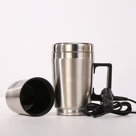 Tasse chauffante de voiture grande capacité, étanche et sûre, en acier inoxydable, pour camions et autres véhicules de grande taille (24 V). (1/4)