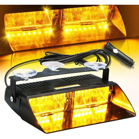 Balise Feu de Détresse Multi couleur 16 LED Application de Loi Lumière Avertissement Stroboscope Clignotant Lampe D'urgence avec la ventouse Pour le toit/le tableau de bord/le pare-brise internes (1/4)