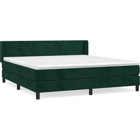 Lit double  Lit adulte  Sommier à lattes de lit et matelas Vert foncé 160x200cm Velours