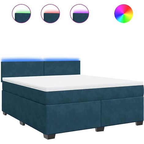 Maison Exclusive - Giroletto a Molle con Materasso Blu 180x200 cm in Velluto (1/5)