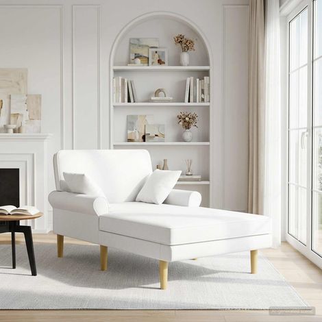 vidaXL Chaise longue Blanco Tela (1/5)