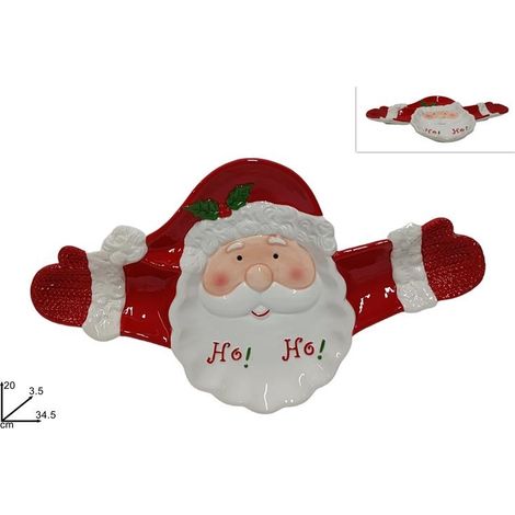 Centrotavola Piatto Natalizio Babbo Natale con Braccia 34,5 x 3,5 x 20 cm