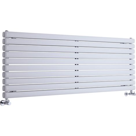 Milano Aruba White Horizontal Double Oval Panel Radiator - 590mm x 1600mm