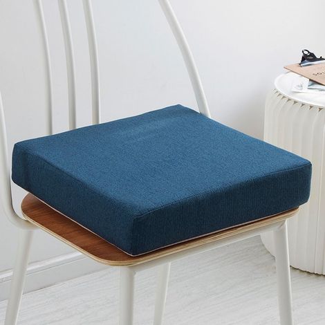 Square Non-Slip Garden Cushions, Removable Chair Pads, Indoor and Outdoor Floor Cushions, Solid Color Kitchen Chair Cushion (45x45x5cm, Dark Blue) (1/5)