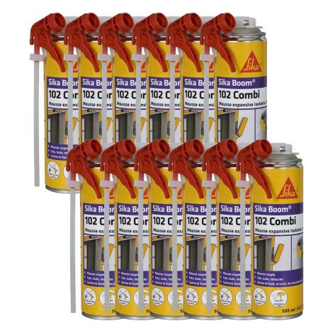 12er-Pack SIKA Sika Boom 102 Combi-Polyurethanschaum-Expansionsmittel - 500ml