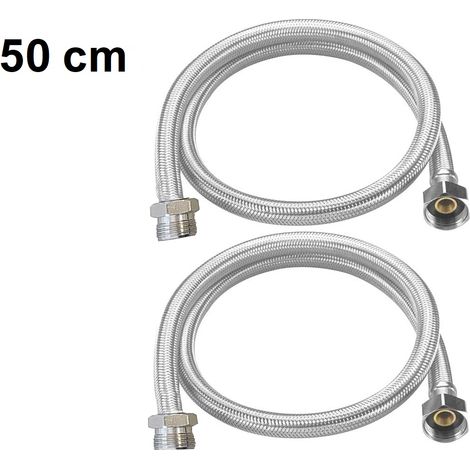 COPPIA TUBO FLESSIBILE 50CM TUBI DI INGRESSO 1/2X1/2 MASCHIO FEMMINA DGO-176 (1/5)