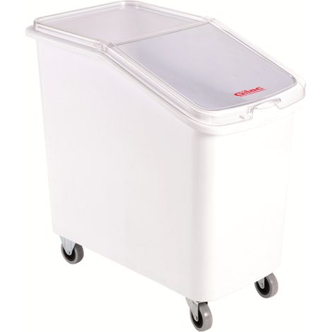 Bac à ingrédients 100 L + couvercle + 4 roues - chape acier - Gilac