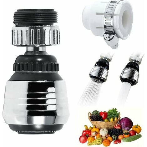 Brise Jet Robinet,Embout Robinet Orientable 360°,Accessoire de Robinet pour Embout Robinet Cuisine,Jet Ventilé Et Jet de Douche,Deux Modes d'Eau (1/5)