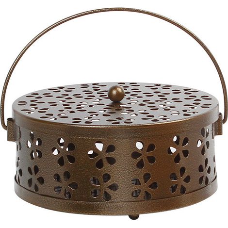 Porte-encens spirale anti-moustique classique porte-encens en métal pour usage extérieur (bronze antique) une pièce (1/4)
