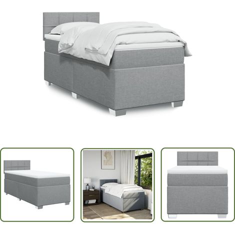 The Living Store Boxspringbett mit Matratze Hellgrau 100x200 cm Stoff - Boxspringbett - Doppelbett - Bettsofa - Schlafsystem - Polsterbett (1/5)