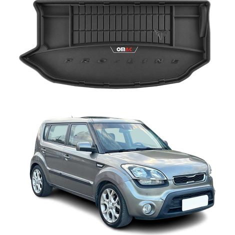 Tapis de Coffre 3D TPE Premium Compatible avec Kia Soul XL 2008-2013 - Bac de Protection de Coffre Intérieur antidérapant Revêtement de Coffre Bords Hauts pour Voiture Noir