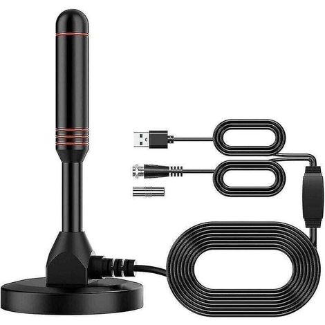 Antenne TV HD numérique - Comprend une base magnétique et un câble coaxial - Antenne TV Antenne TV terrestre - Intérieure ou extérieure (1/4)