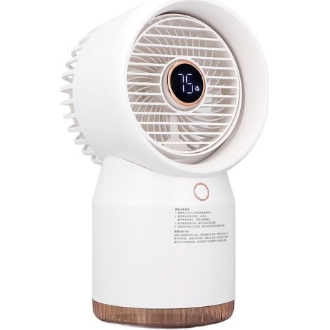 Mini ventilateur USB portable blanc pour voiture, humidificateur à spray, fonctionnement silencieux, quatre vitesses, convient pour une utilisation au bureau et en résidence étudiante.