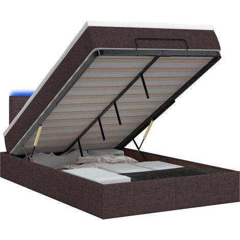 Maison Exclusive - Letto Ottomano con Materasso e LED Marrone Scuro 120 x 190 cm (1/5)