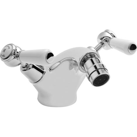 Old London Topaz White Lever Chrome Mono Bidet Mixer Tap with Dome Collar - BC306DL (1/2)