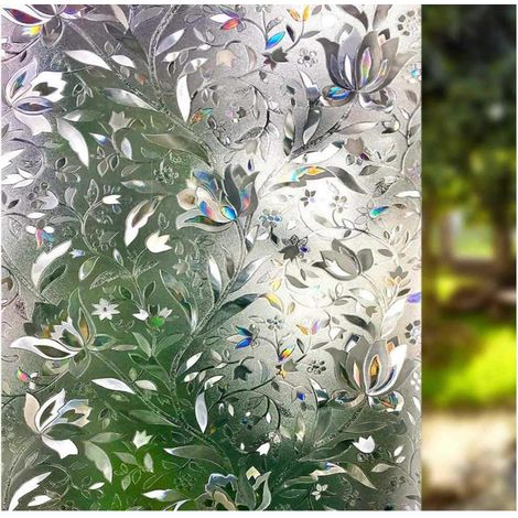 Lámina para ventanas - Lámina decorativa para ventanas - Adhesivo para ventanas - 60cm200cm - Estático - Orquídea 3D - Anti-UV - Privacidad - Transmisión de luz