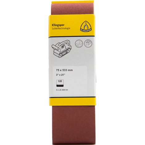 Klingspor LS 309 XH Hobbänder, 75 x 533 mm Korn 120 F5, SB-verpackt im Reiter (1/3)