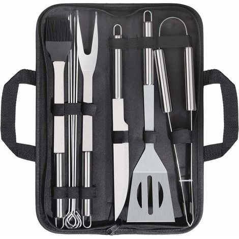 Ustensiles Barbecue, 9 Pièces Kit Barbecue Acier Inoxydable, Kit Barbecue Outil de Barbecue en Acier Inoxydable Ustensiles de Barbecue pour Grillades, Acier Inoxydable Outil de Barbecue (1/5)