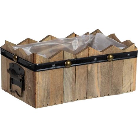 Cesto rectangular de madera azul 24x15x9/10.5h cm (1/5)