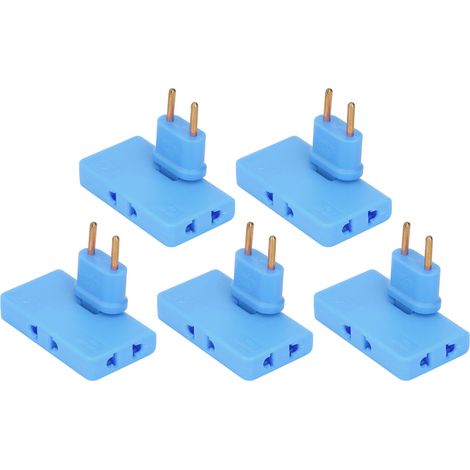 Adaptateur Prise EU 5 Pièces Sans Fil 180 Degrés Extension 1 vers 3 Fiche UE 110-250V Bleu (1/5)