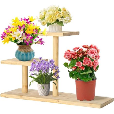Bamboo Plant Stand Mini 3 Tier Tabletop Stand (1/5)