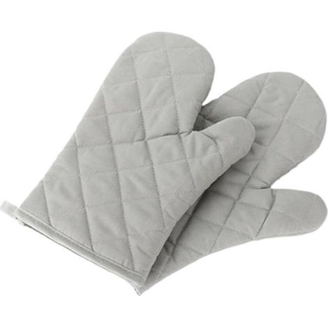 Guanti da forno - Presine da cucina - Cottura sicura - Materiale resistente al calore - 18 x 28 cm - Grigio (1/5)