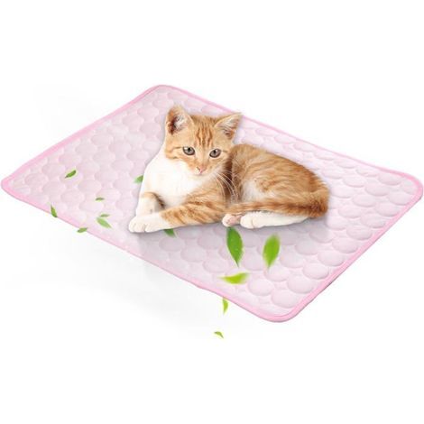 BelleRise – Kühlmatte für Hunde und Katzen, 62 x 50 cm – Atmungsaktive und faltbare Kühlmatte für Haustiere – Selbstkühlendes Kissen, Rosa (1/5)