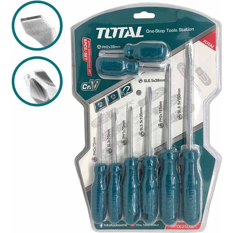 SET CACCIAVITI 8pz TAGLIO E CROCE GIRAVITI CACCIAVITE PROFESSIONALE TOTAL (1/4)