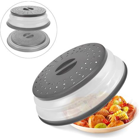 Lot de 2 couvercles anti-éclaboussures pour micro-ondes, pliables, adaptés aux aliments, 26,7 cm (10,5 pouces). (1/5)