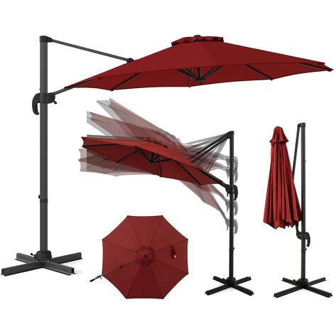 Parasol Déporté 3x3M Rotatif à 360° (Rouge) (1/5)