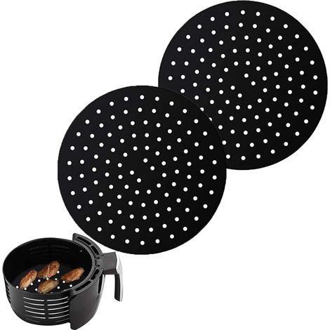 2 packs de fracteurs à air en silicone réutilisables, tapis de fryer à air antiadhésifs (ronde, 22,7 cm) (1/5)