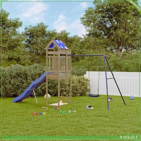 Aire de jeux d'extérieur - 3279123 - Bois de pin imprégné - Toboggan ondulé - Balançoire (1/5)
