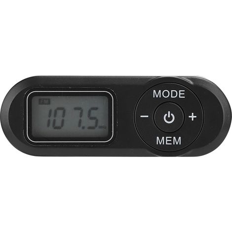 Mini radio FM numérique portable DSP avec écran LCD 1,1 pouce, noir et écouteurs inclus.