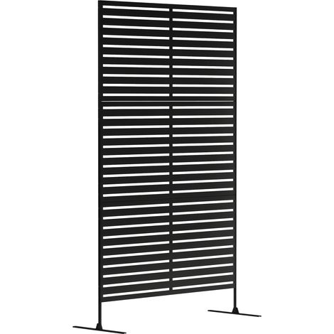 Outsunny Outdoor Privacy Screen, Freestanding Outdoor Divider, Striped Black