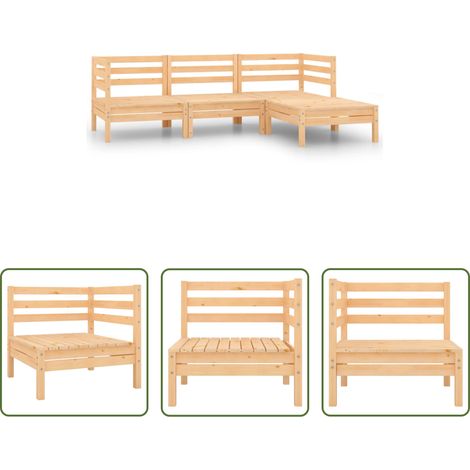 Holzsofa -  4-tlg. Garten-Lounge-Set Massivholz Kiefer (1/5)