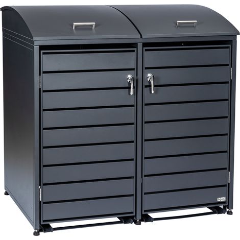 Zelsius Mülltonnenbox mit abgerundetem Deckel für zwei 120 - 240 Liter Mülltonnen Anthrazit RAL 7016 (1/5)
