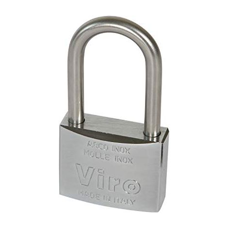 Viro 375 Mare Lucchetto di Sicurezza per Esterni Corpo in Ottone Nichelato Cromato Ansa in Acciaio Inox 40 mm colore Nero (1/4)