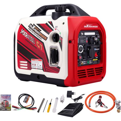 Maxpeedingrods – Groupe électrogène inverter 3500W – Démarrage Bluetooth – Essence/GPL – Silencieux 58dB – Autonomie 20h – Portable pour camping