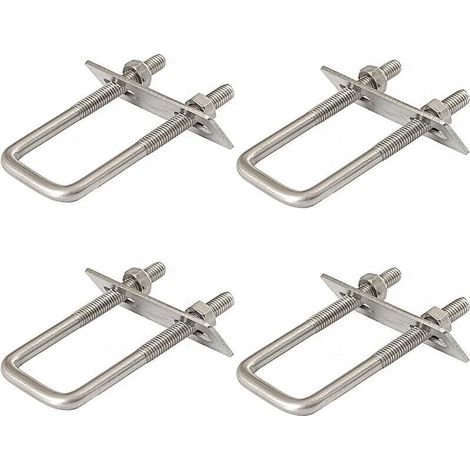 Lot de 4 étriers en U avec filetage, vis en U M8 60 x 120 mm, vis à étrier en acier inoxydable 304, étrier en U avec écrous et plaque de cadre, pour remorquage, voitures et navires, réparation