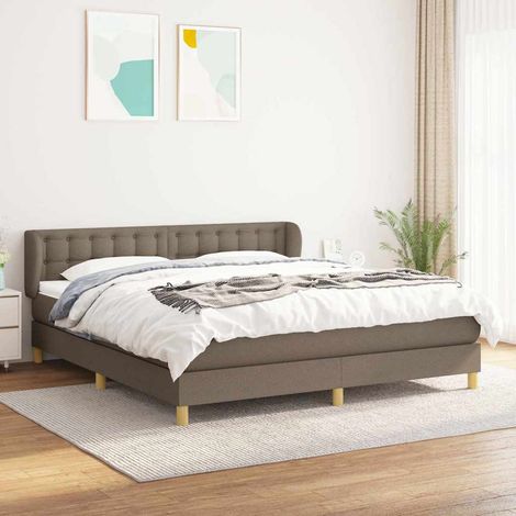 Sommier à lattes de lit avec matelas Taupe 160x200 cm Tissu (1/5)