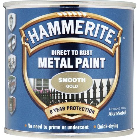 Hammerite Gold Direct-to-Rust Smooth Finish Metal Paint - 750ml