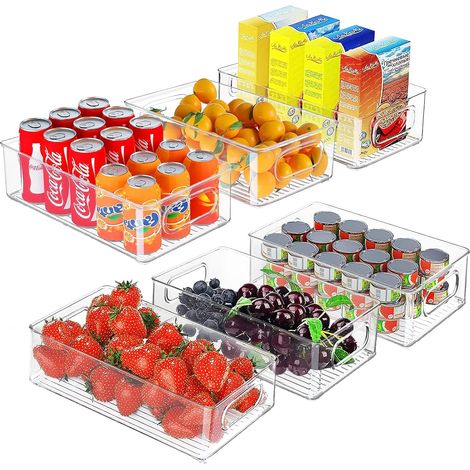 Boite de Rangement Frigo Transparent, Empilable Organisateur Frigo pour Le Réfrigérateur, la Cuisine, Le Garde-Manger, Les Armoires et Les Comptoirs (1/5)