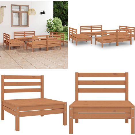 8-tlg. Garten-Lounge-Set Honigbraun Massivholz Kiefer - Gartenmöbel - Loungesessel - Gartenloungeset - Rattan Möbel - Holz Gartenmöbel - Home & Living