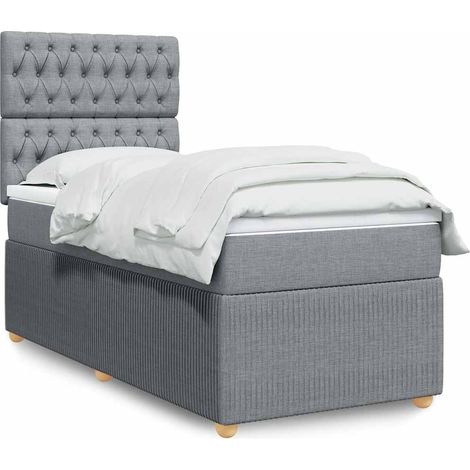 Boxspringbett mit Matratze Hellgrau 80x200 cm Stoff (1/5)