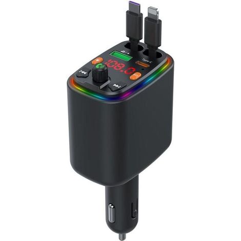 Chargeur Voiture Type-C Rétractable avec Bluetooth FM Transmetteur MP3 - Compatible Smartphones - Câble Automobile HAWUJ (1/5)