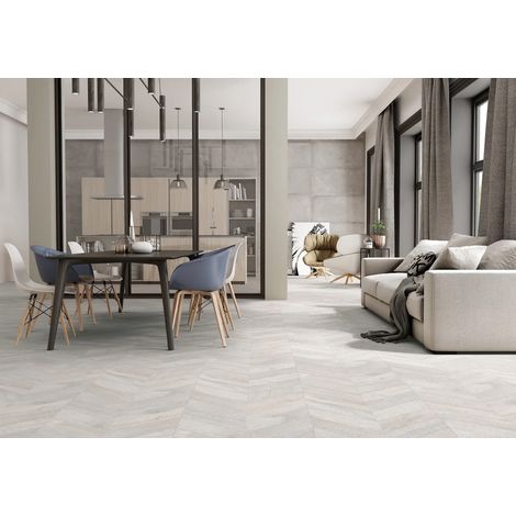 Carrelage sol / mur effet bois design chevron 60x120 cm ARTWOOD CHEVRON WHITE(vendu par boite de 1.44m2) (1/2)