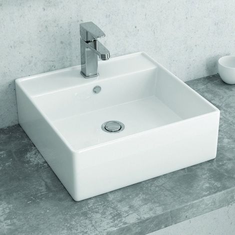 Lavandino da appoggio piccolo 38,5 cm quadrato bianco  Litos-241 kamalu